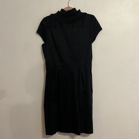 VTG Size   L Black Ruffle Whimsigoth Cottage Coquette Tie Waist Button Dress - Picture 7 of 11